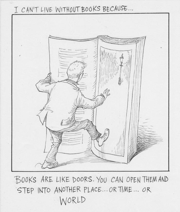 Chris Riddell showing how books are like doors